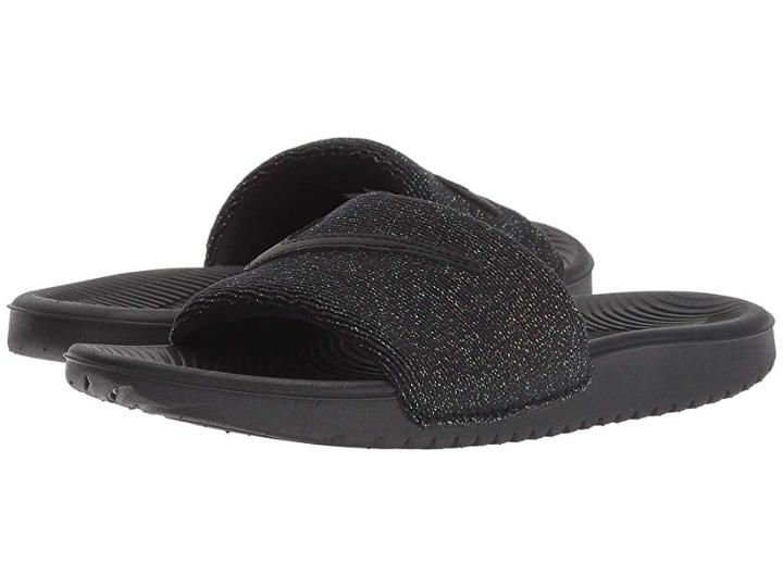 Nike Kids Kawa Slide Glitter (little Kid/big Kid) (black/black) Girls Shoes