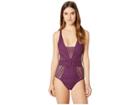 Becca By Rebecca Virtue Color Play Belted One-piece (merlot) Women's Swimsuits One Piece