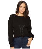 Blank Nyc Long Sleeve Shirt With Lacing Detail In Laced And Tied (laced And Tied) Women's Long Sleeve Pullover