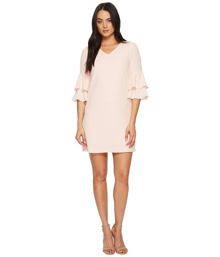 Tahari By Asl Flounce Sleeve Shift Dress (blush) Women's Dress