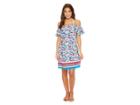 Tommy Bahama Graphic Tropics Off-the-shoulder Dress Cover-up (white) Women's Swimwear