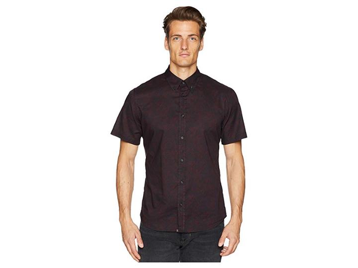Billy Reid Short Sleeve Murphy Shirt (navy/red Field Line) Men's Short Sleeve Pullover