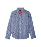 Tommy Hilfiger Kids Long Sleeve Floral Print Shirt W/ Bow Tie (big Kids) (cherry Popsicle) Boy's Clothing