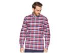 Lacoste Long Sleeve Slim Fit Oxford Stretch Check Button Down (lighthouse Red) Men's Sweater