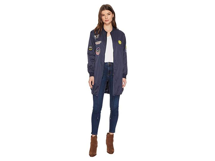 Romeo & Juliet Couture Long Jacket With Patch Detail (navy) Women's Coat