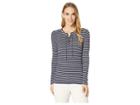Michael Michael Kors Cut Out Lace-up Top (true Navy/white) Women's Clothing