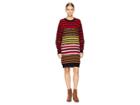 Sonia Rykiel Cashmere Ziggy Stripe Multi Zip Dress (multi Red) Women's Dress