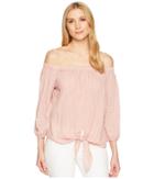 Liverpool Off-the-shoulder Shirt With Tie Front (dusty Red) Women's Clothing