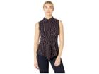 Tommy Hilfiger Tie Front Geo Dot Collared Blouse (midnight/ivory) Women's Blouse