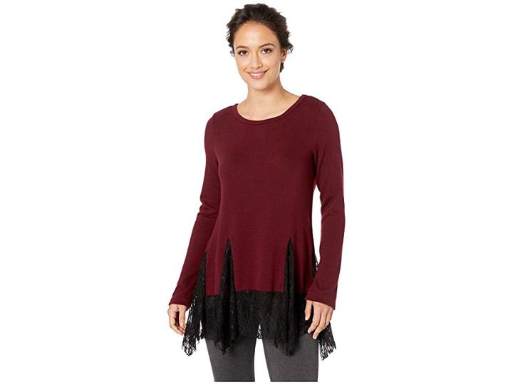 Karen Kane Lace Inset Sweater (wine) Women's Sweater