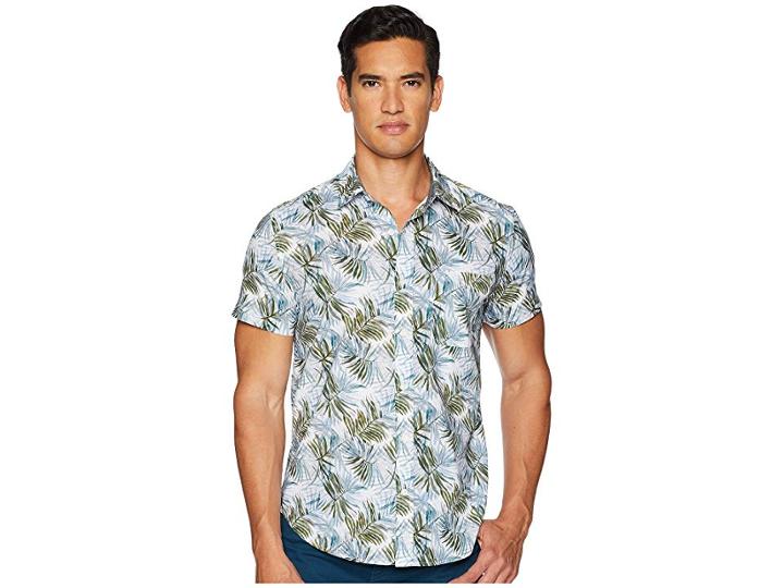 Ag Adriano Goldschmied Nash Short Sleeve Shirt (plaited Palms Fernwood Teal) Men's Short Sleeve Button Up