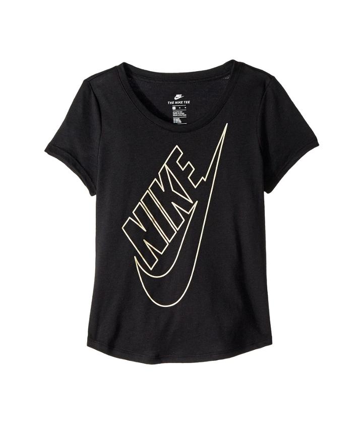 Nike Kids Sportswear T-shirt (little Kids/big Kids) (black/metallic Gold Star) Girl's T Shirt