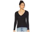 Lna Deep V Long Sleeve (black) Women's Clothing