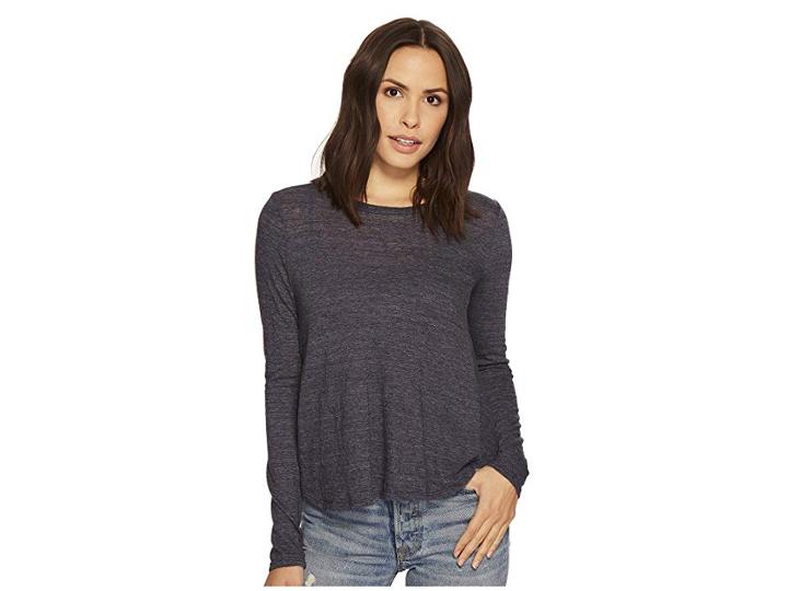Three Dots Long Sleeve Swing Top (night Iris) Women's Clothing