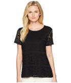Calvin Klein Lace Front Top (black) Women's Clothing
