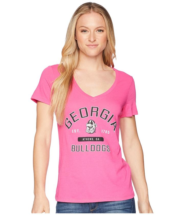 Champion College Georgia Bulldogs University V-neck Tee (wow Pink) Women's T Shirt