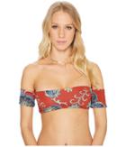 Roxy Softly Love Print Shoulder Bikini Top (tandoori Spice Velvet Tribes) Women's Swimwear
