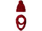 Calvin Klein Pom Hat And Loop Two-piece Set (rouge) Scarves