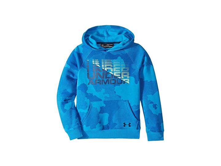 Under Armour Kids Rival Wordmark Hoodie (big Kids) (blue Circuit/academy) Boy's Sweatshirt