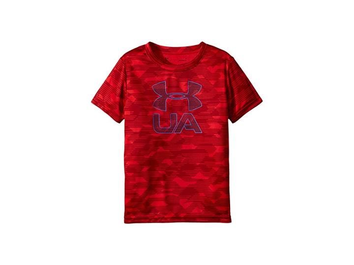 Under Armour Kids Edge Camo Logo Short Sleeve (little Kids/big Kids) (red) Boy's Clothing