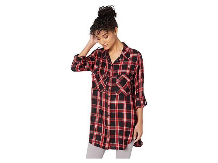 Sanctuary Main St. Boyfriend Tunic Top (after Hours Plaid) Women's Blouse