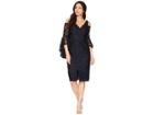 Maggy London Breezy Leaf Lace Cold Shoulder Sheath Dress With Ruffle Sleeve (navy) Women's Dress
