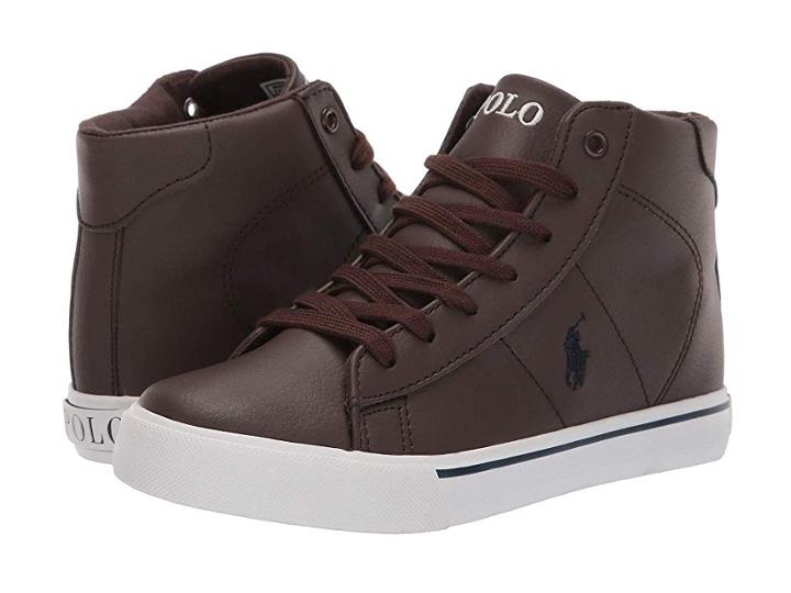 Polo Ralph Lauren Kids Easten Mid (big Kid) (chocolate Tumbled/navy Pony) Boy's Shoes