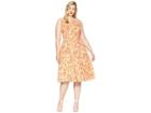 Unique Vintage Plus Size Harriet Swing Dress (coral Orange Floral) Women's Dress