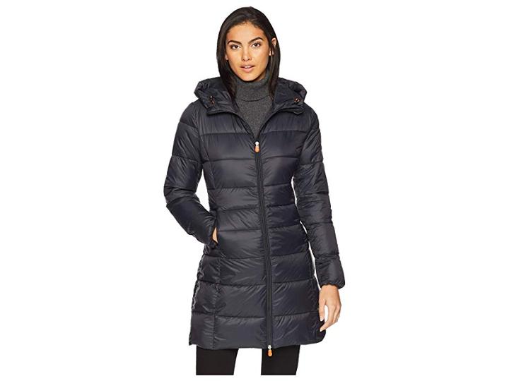 Save The Duck Long Hooded Basic (black) Women's Coat
