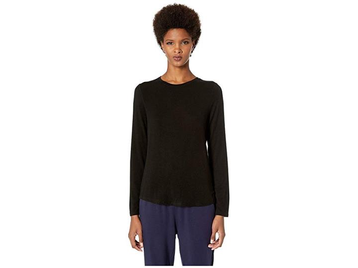 Eileen Fisher Crew Neck Top (black) Women's Clothing