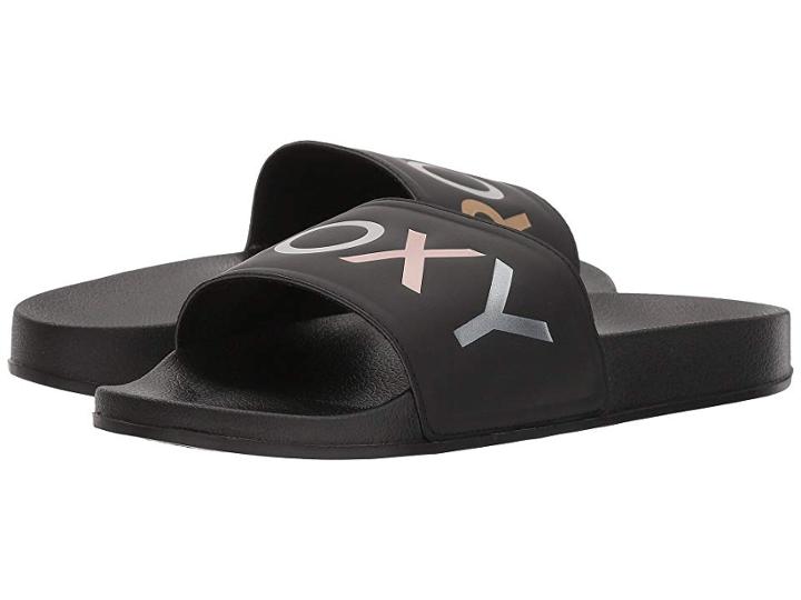 Roxy Slippy Ii (black Metallic) Women's Slide Shoes