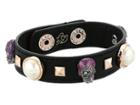Betsey Johnson Rose Gold Skull Charm Leather Bracelet (multi) Bracelet