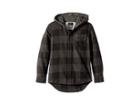 Quiksilver Kids Motherfly Button Up Hoodie (big Kids) (black/motherfly Check) Boy's Long Sleeve Button Up