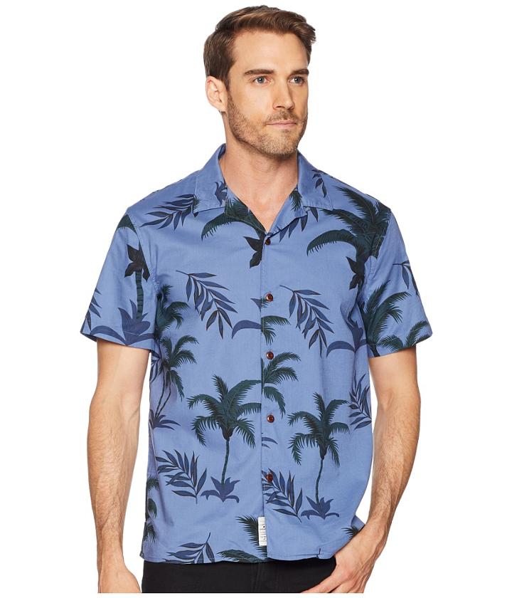 Lucky Brand Club Collar Shirt (blue Multi) Men's Clothing