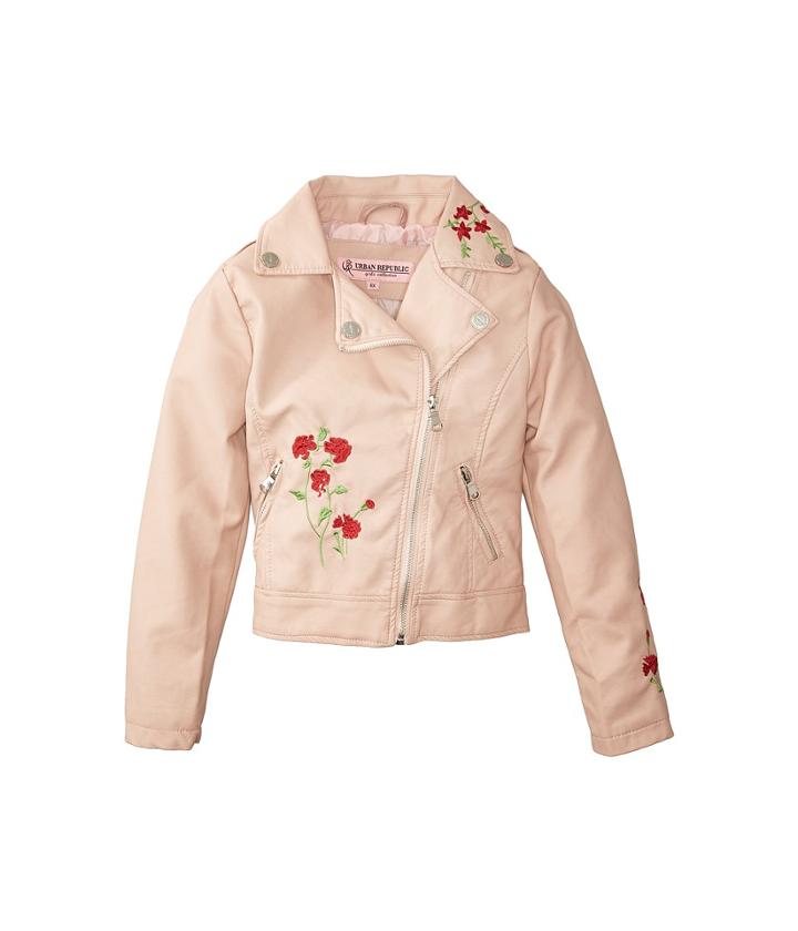 Urban Republic Kids Devin Faux Leather Embroidered Moto (little Kids/big Kids) (rose Smoke) Girl's Jacket