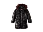 Urban Republic Kids Glo Oversize Metallic Foil Puffer Jacket W/ Colored Faux Fur (little Kids/big Kids) (black) Girl's Jacket