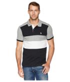 U.s. Polo Assn. Slim Fit Chest Stripe Color Block Polo Shirt (black) Men's Short Sleeve Pullover