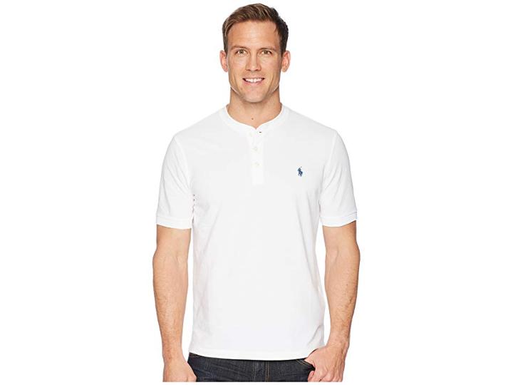 Polo Ralph Lauren Featherweight Mesh Short Sleeve Knit Henley (white) Men's Clothing