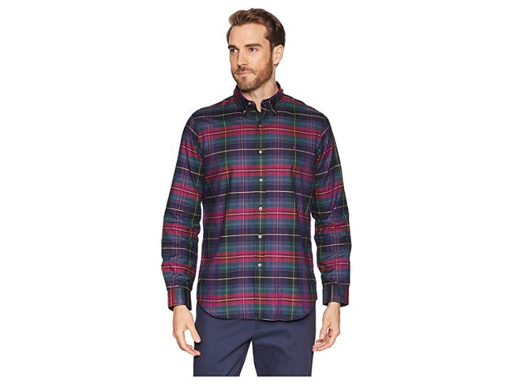 Polo Ralph Lauren Classic Fit Brushed Twill (purple/napier Green Multi) Men's Clothing