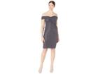 Marina Sequin Lace Off The Shoulder Side Drape Short Dress (gun) Women's Clothing