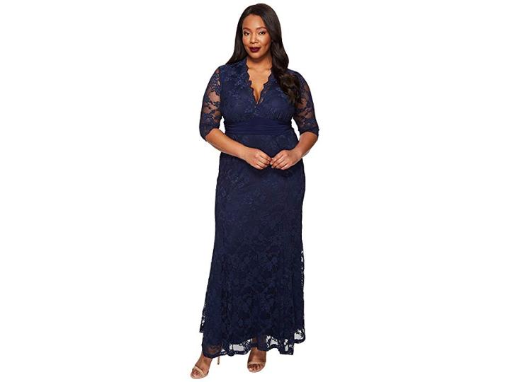 Kiyonna Screen Siren Lace Gown (nocturnal Navy) Women's Dress