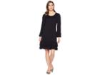 Nine West Bell Sleeve Sweater Dress W/ Double Ruffle Hem (black) Women's Dress