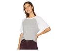 Michael Stars Short Sleeve Crew Neck Color Block Tee (heather Grey/white) Women's T Shirt