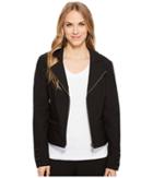 Tribal Stretch Bengaline Long Sleeve Jacket With Lace-up Detail (black) Women's Coat