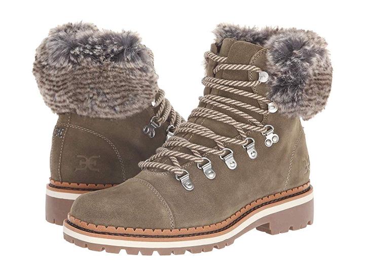 Sam Edelman Bowen (moss Green/grey Multi Velutto Suede Leather/apline Fur) Women's Shoes