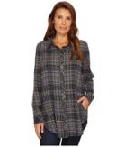 Mod-o-doc Cotton Flannel Plaid Long Sleeve Flannel Shirt With Front Pockets (navy) Women's Clothing