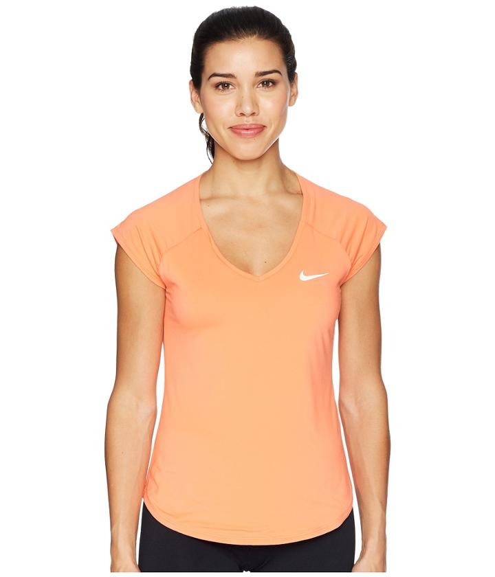 Nike Nike Court Pure Tennis Top (light Wild Mango/white) Women's Short Sleeve Pullover