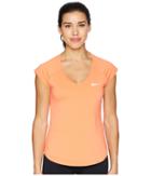 Nike Nike Court Pure Tennis Top (light Wild Mango/white) Women's Short Sleeve Pullover