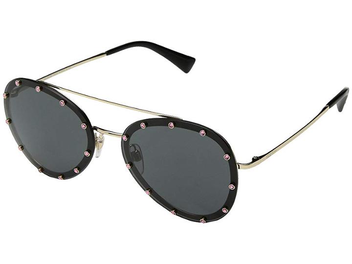 Valentino Va 2013 (light Gold/rose Swarovski Crystals/smoke) Fashion Sunglasses