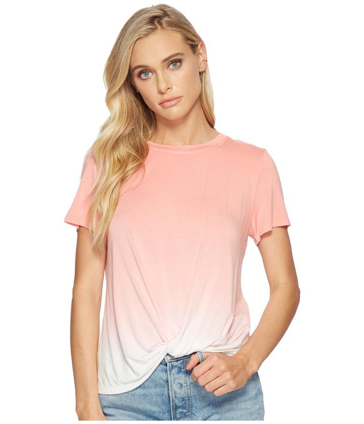 Kensie Viscose Spandex Ombre Knot Top Ks4u3028 (blush Sherbert Combo) Women's Clothing